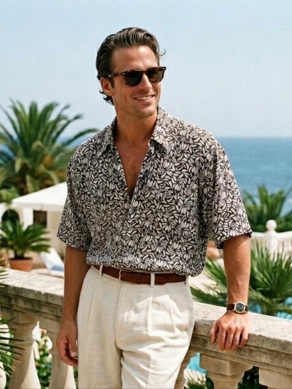 NWOT Toscano XL Vintage 90s Eclectic Grandpa Retro Resortwear Silk Button Shirt